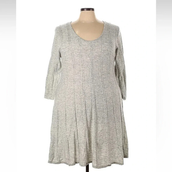 Torrid Grey 3/4 Sleeves Ribbed Mini Sweater Skater Dress Plus Size 4XL - Picture 3 of 5